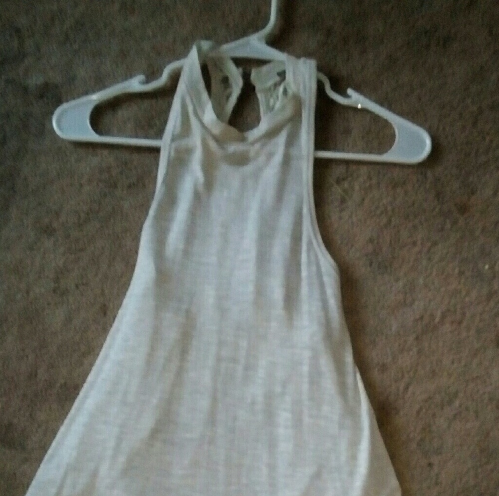 White halter tank top with lace side and back S